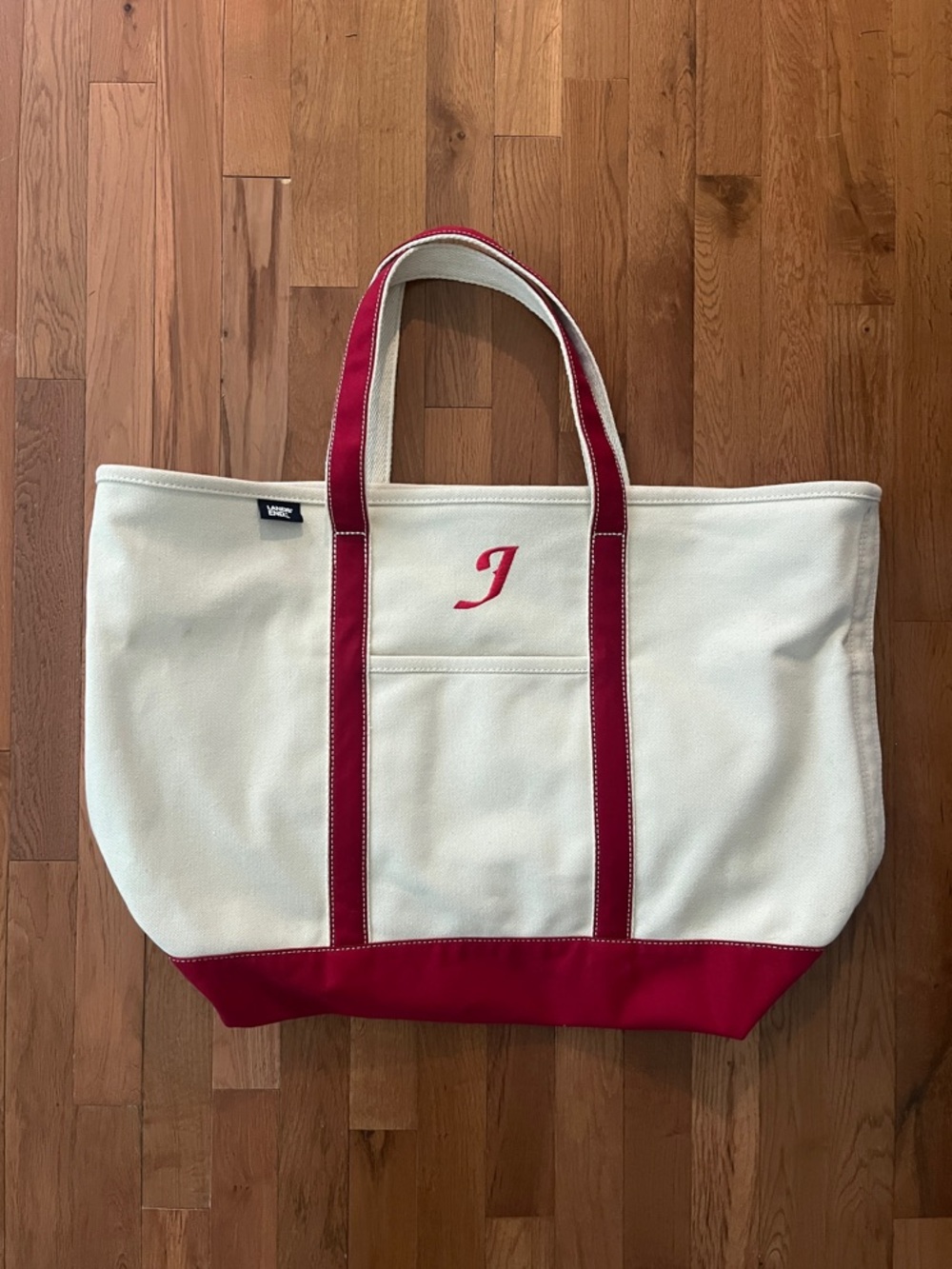 Lands' End Extra Large Zip Top Canvas Tote with Monogram J